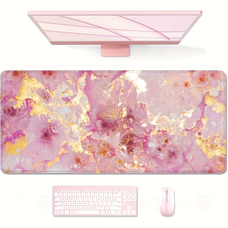 Pc Gaming Pink - Grand tapis de bureau en marbre