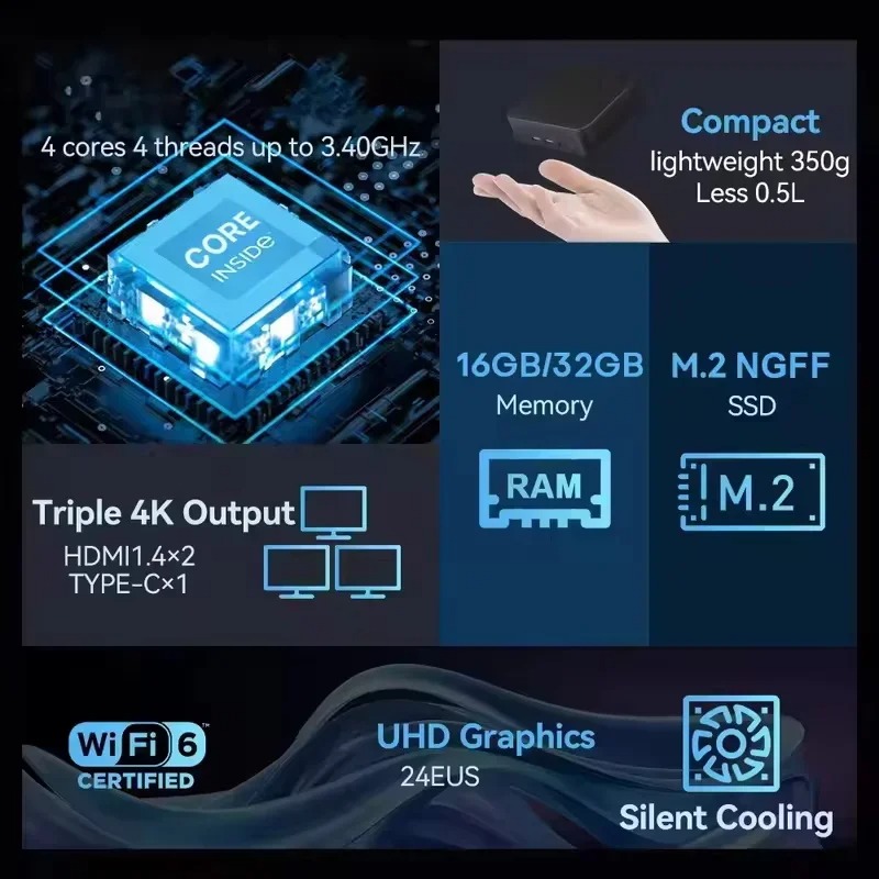 Mini PC Intel Core i3 6100 en  - Pc Gaming Intel avis et prix